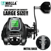 Large Deep Sea Electronic Fishing Reel Baitcasting Saltwater Waterproof 6.4:1 16KG Drag Catfishing Trolling Metal Base